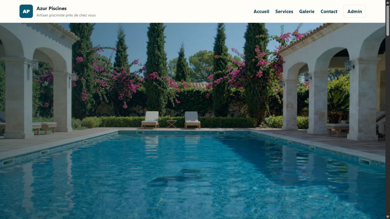 Page d’accueil de la démonstration Azur Piscines