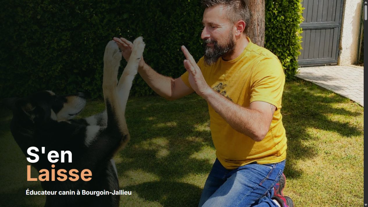 Page d’accueil du site client S’en Laisse